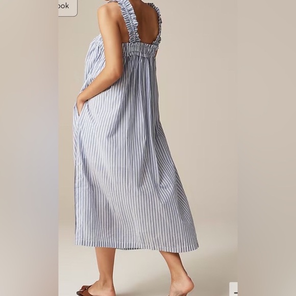 J.Crew Women’s Cotton voile ruffle-trim Lined dress striped pockets size XXL - Picture 4 of 13